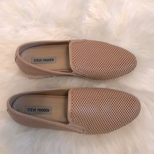 Steve Madden Perforated Slip on Sneakers Tan